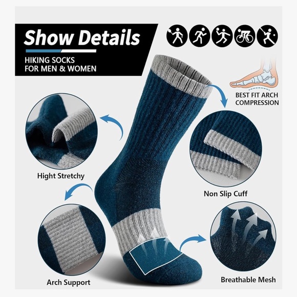 🆕 Wool Socks for Women - Hiking Womens Socks 5 Pairs, Thermal - Picture 5 of 8